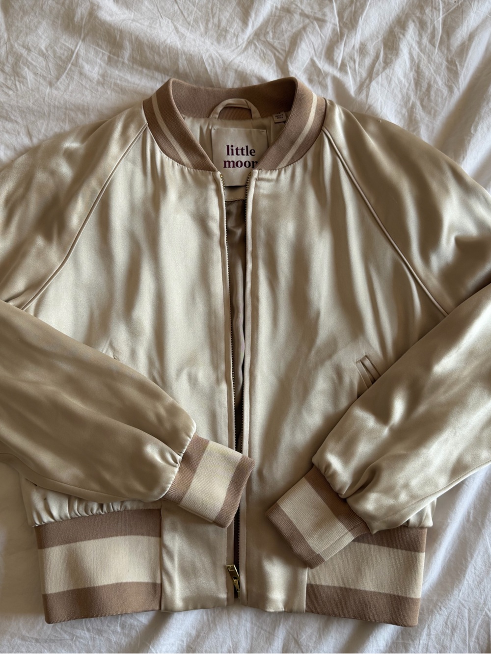 Little Moon Satin Bomber Jacket